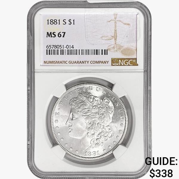 1881-S Morgan Silver Dollar NGC MS67