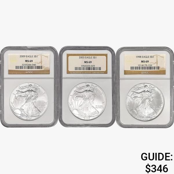 [3] American SILV Eagles NGC MS69 [1998, 2003, 200