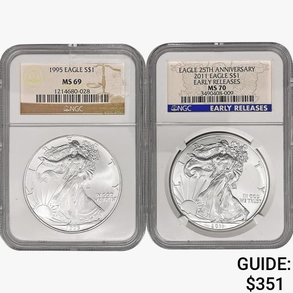 [2] American SILV Eagles NGC MS [1995, 2011]