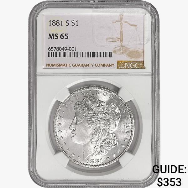 1881-S Morgan Silver Dollar NGC MS65