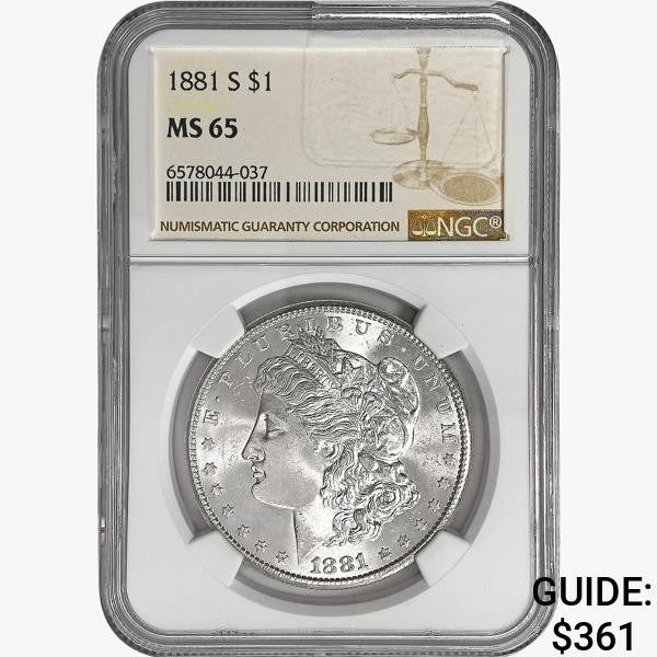 1881-S Morgan Silver Dollar NGC MS65