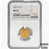 Image 1 : 1929 $2.50 Gold Quarter Eagle NGC MS62