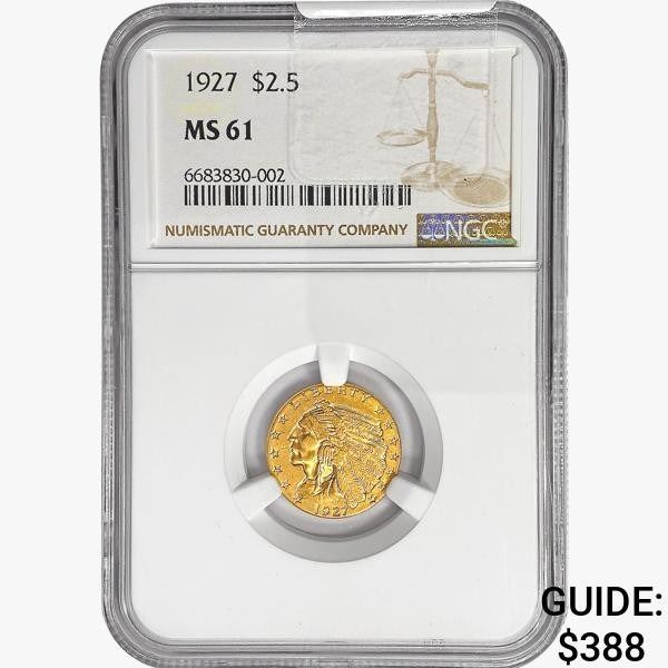1927 $2.50 Gold Quarter Eagle NGC MS61