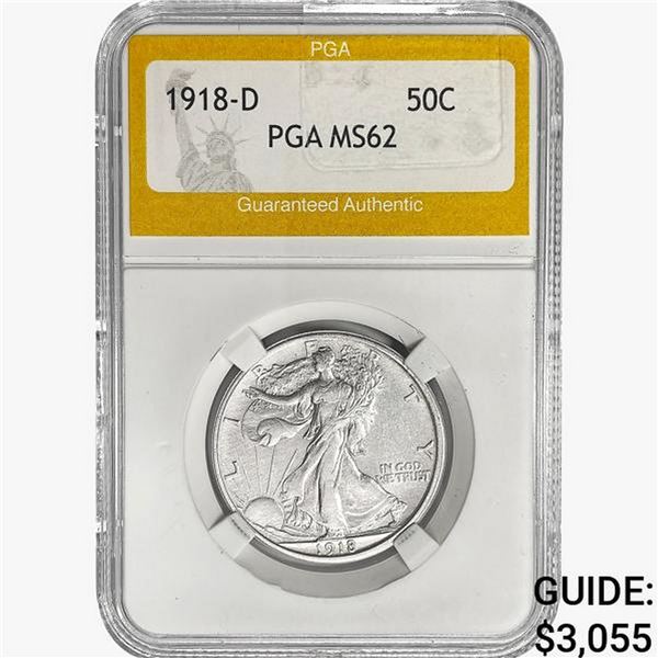 1918-D Walking Liberty Half Dollar PGA MS62
