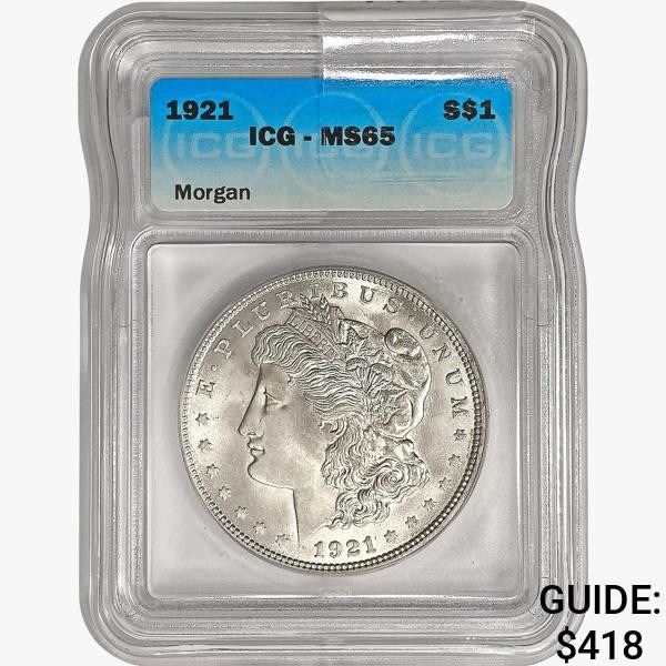1921 Morgan Silver Dollar ICG MS65