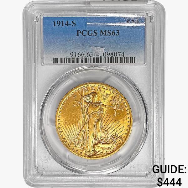 1914-S $20 Gold Double Eagle PCGS MS63