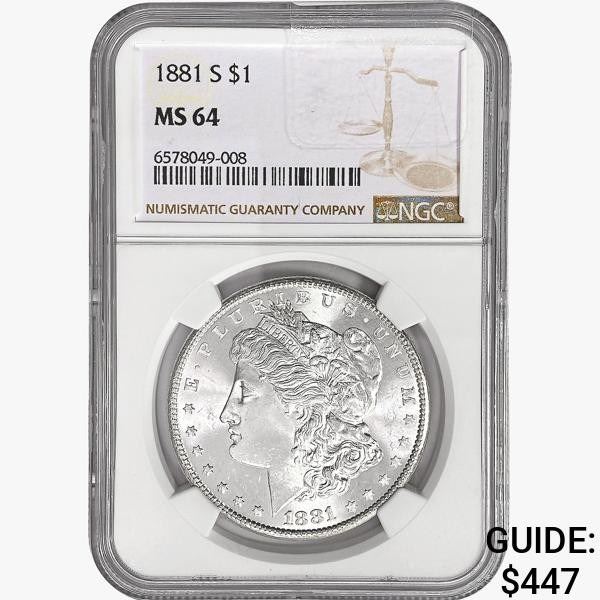 1881-S Morgan Silver Dollar NGC MS64