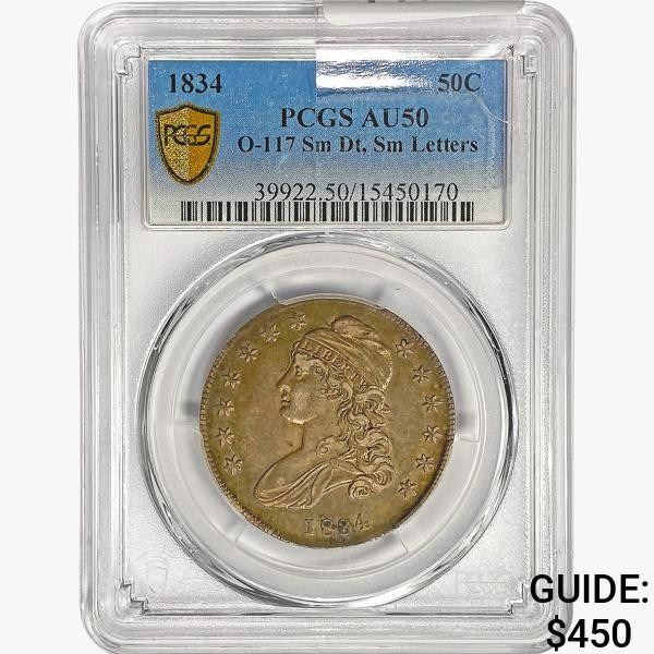 1834 Capped Bust Half Dollar PCGS AU50 O - 117