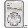 Image 1 : 1881-S Morgan Silver Dollar NGC MS63