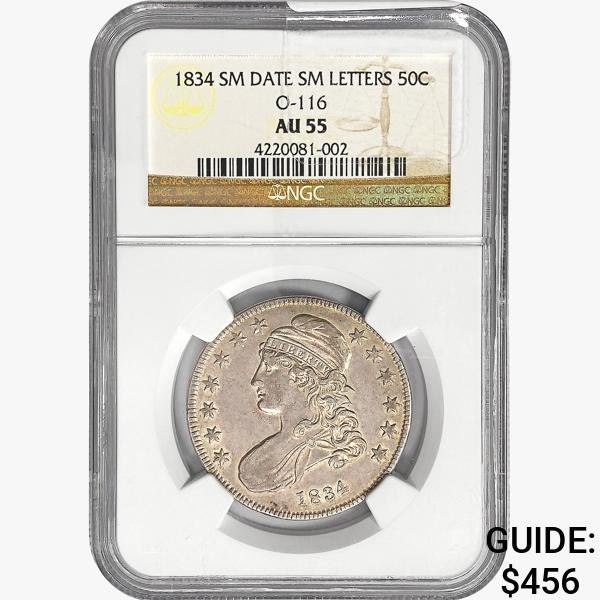 1834 Capped Bust Half Dollar NGC AU55 O - 166