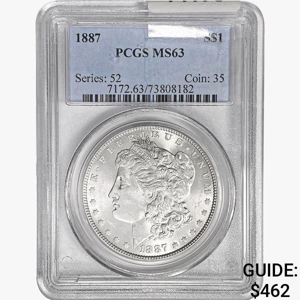 1887 Morgan Silver Dollar PCGS MS63