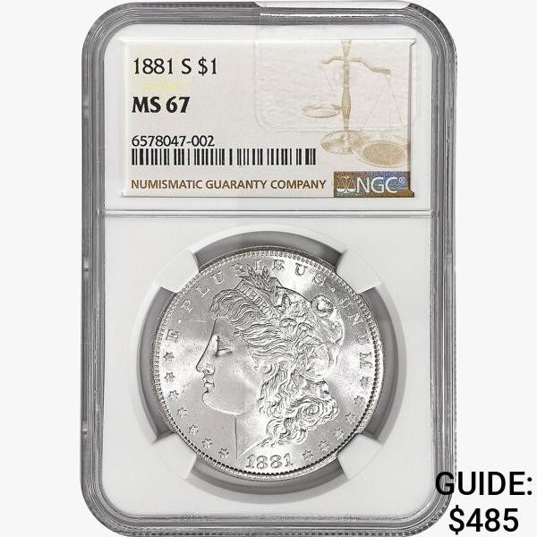 1881-S Morgan Silver Dollar NGC MS67