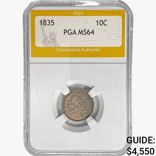 1835 Capped Bust Dime PGA MS64