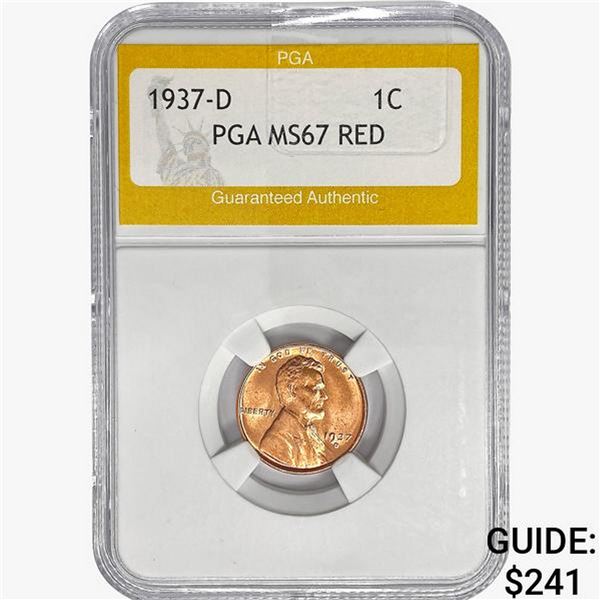 1937-D Wheat Cent PGA MS67 RED