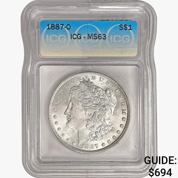 1887-O Morgan Silver Dollar ICG MS63