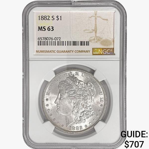 1882-S Morgan Silver Dollar NGC MS63