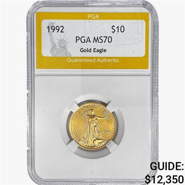 1992 $10 American 1/4oz. Gold Eagle PGA MS70