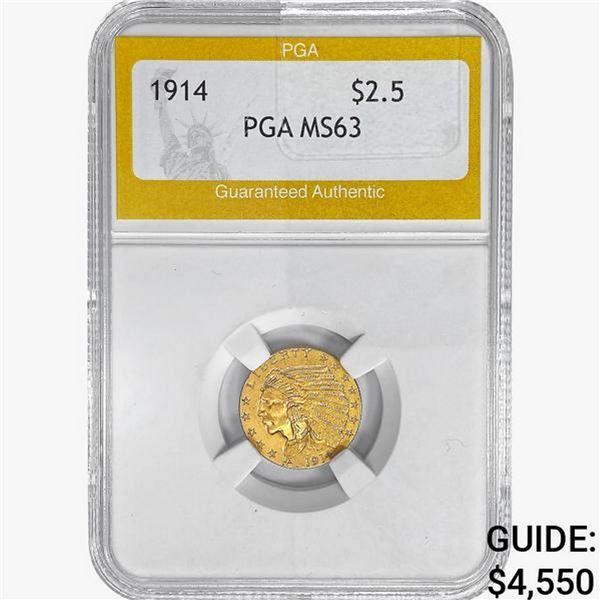 1914 $2.50 Gold Quarter Eagle PGA MS63