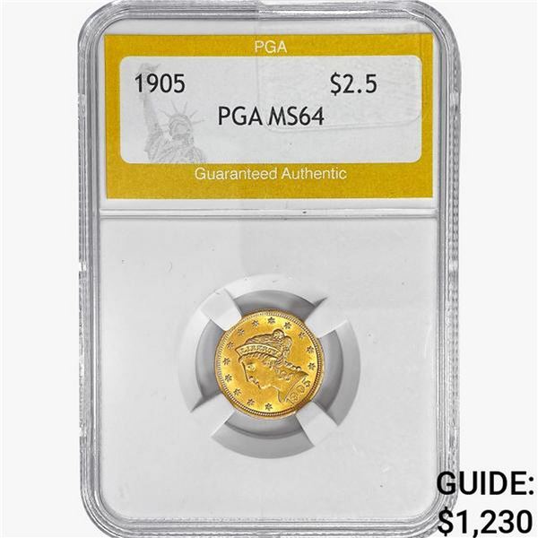 1905 $2.50 Gold Quarter Eagle PGA MS64