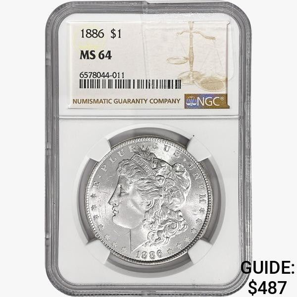 1886 Morgan Silver Dollar NGC MS64