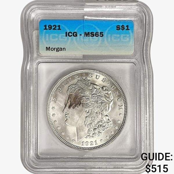 1921 Morgan Silver Dollar ICG MS65