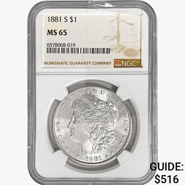 1881-S Morgan Silver Dollar NGC MS65