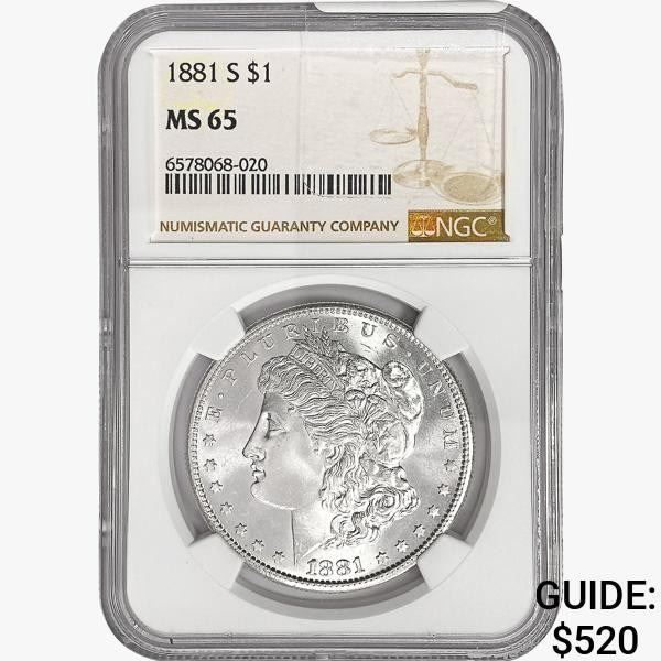1881-S Morgan Silver Dollar NGC MS65