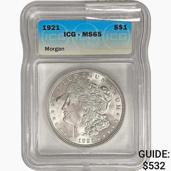 1921 Morgan Silver Dollar ICG MS65