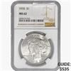 Image 1 : 1935 Silver Peace Dollar NGC MS62
