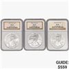 Image 1 : [3] American Silver Eagles NGC MS69 [2007, 2008, 2