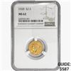Image 1 : 1928 $2.50 Gold Quarter Eagle NGC MS62