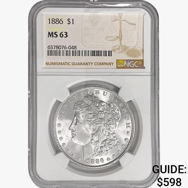 1886 Morgan Silver Dollar NGC MS63