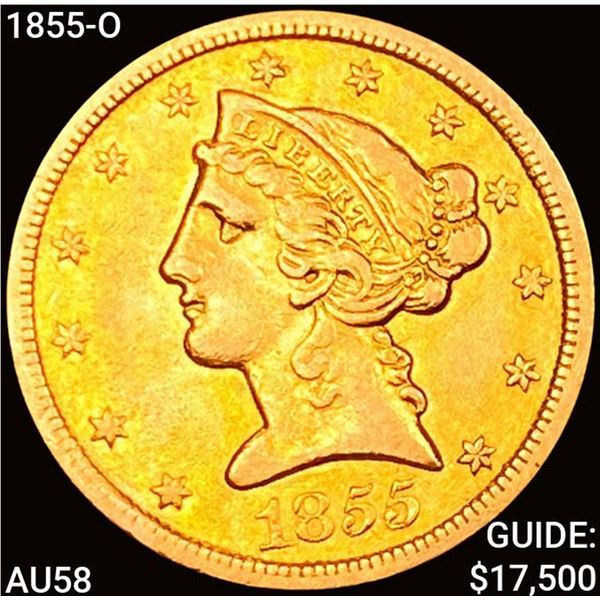 1855-O $5 Gold Half Eagle CHOICE AU