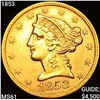 Image 1 : 1853 $5 Gold Half Eagle UNCIRCULATED