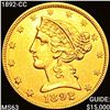 Image 1 : 1892-CC $5 Gold Half Eagle CHOICE BU
