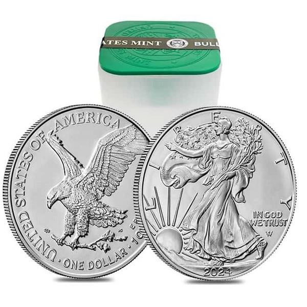 2024 AMERICAN SILVER EAGLE 20 COIN BU ROLL