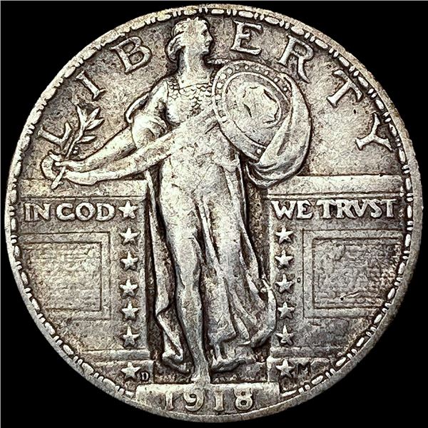 1918-D Standing Liberty Quarter LIGHTLY CIRCULATED