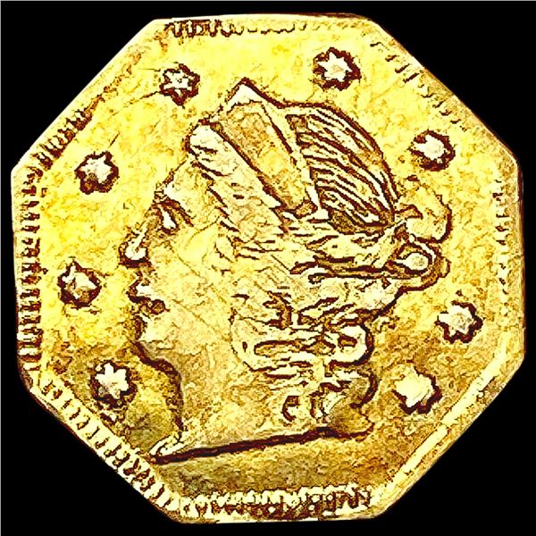 1859 Octagonal California Gold Quarter CLOSELY UNC