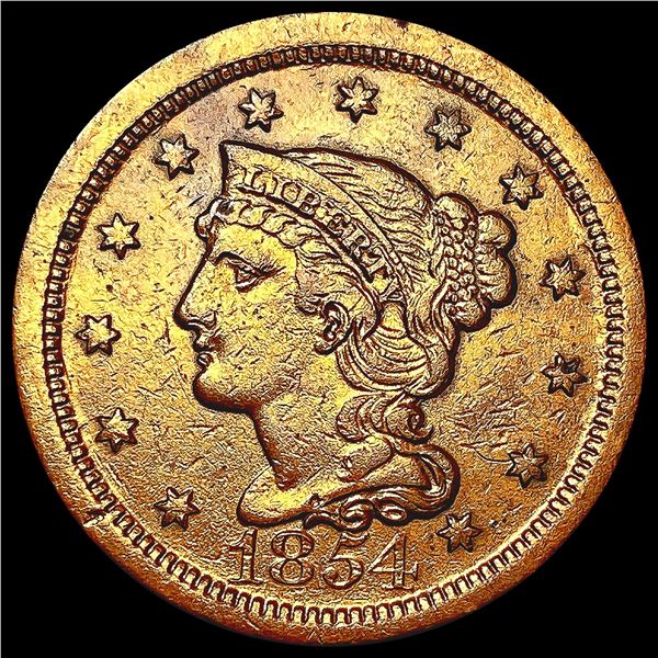 1854 Braided Hair Large Cent NEARLY UNCIRCULATED