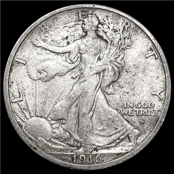1916-S Walking Liberty Half Dollar NEARLY UNCIRCUL