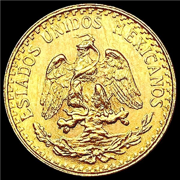 1945 Mexico .0482oz Gold 2 Pesos GEM BU