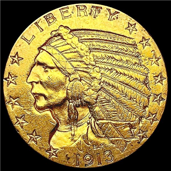 1913-S $5 Gold Half Eagle CLOSELY UNCIRCULATED