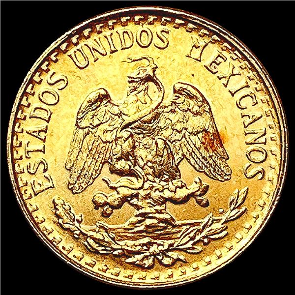 1945 Mexico .0482oz Gold 2 Pesos GEM BU