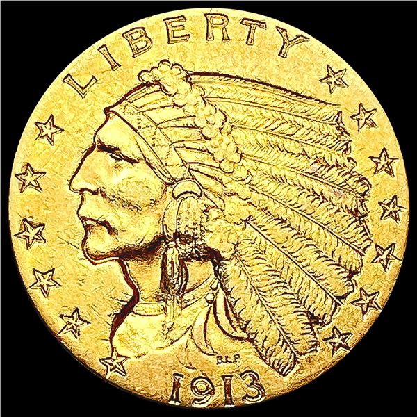 1913 $2.50 Gold Quarter Eagle CLOSELY UNCIRCULATED