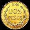 Image 2 : 1945 Mexico .0482oz Gold 2 Pesos GEM BU