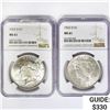 Image 1 : [2] 1922-D Peace Silver Dollars NGC MS61