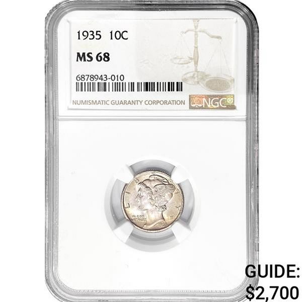 1935 Mercury Silver Dime NGC MS68