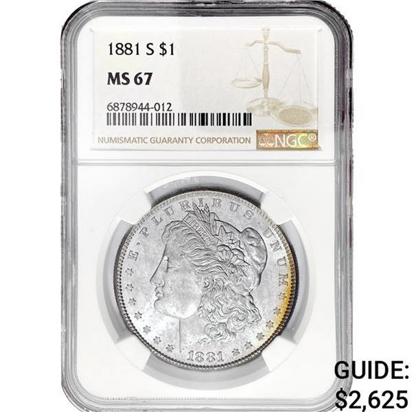 1881-S Morgan Silver Dollar NGC MS67