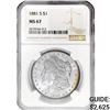 Image 1 : 1881-S Morgan Silver Dollar NGC MS67