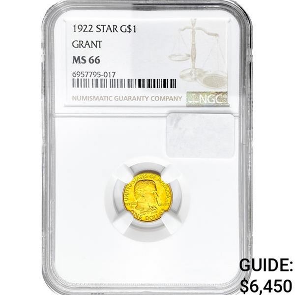 1922 STAR Grant Rare Gold Dollar NGC MS66